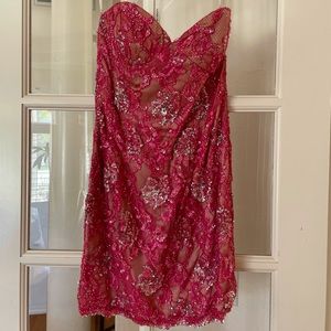 Pink Beaded Mini Dress